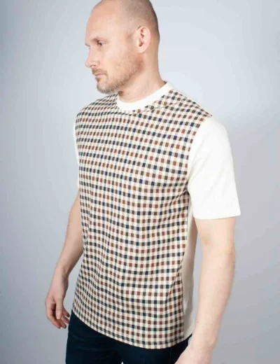 Aquascutum Body Club Check T-shirt | Cream