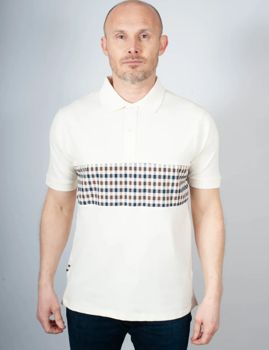 Picture of Aquascutum Strech Piquet Insert Polo | Cream