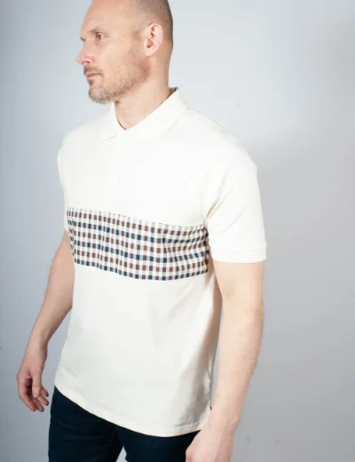 Picture of Aquascutum Strech Piquet Insert Polo | Cream