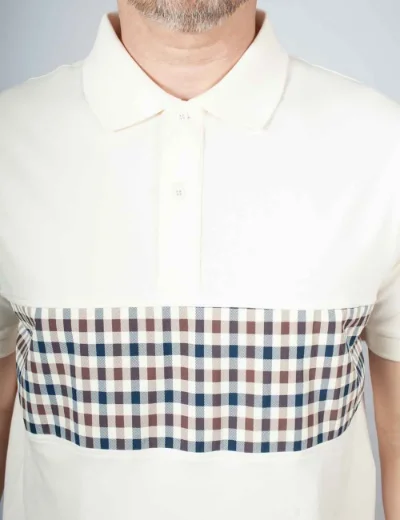 Picture of Aquascutum Strech Piquet Insert Polo | Cream