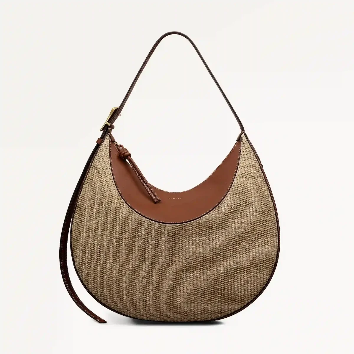 Picture of Radley Bliss Crescent Basket-Weave Shoulder Bag | Brown