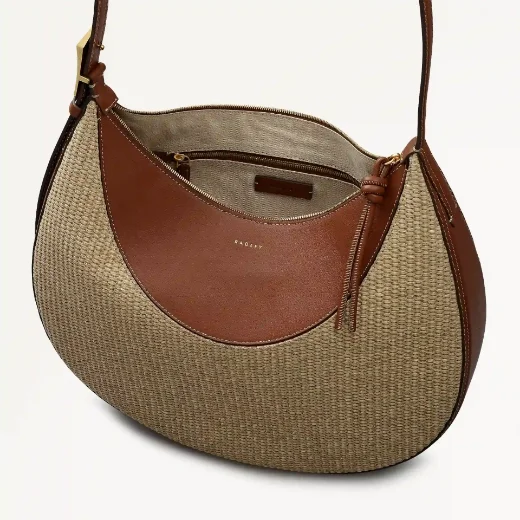 Picture of Radley Bliss Crescent Basket-Weave Shoulder Bag | Brown