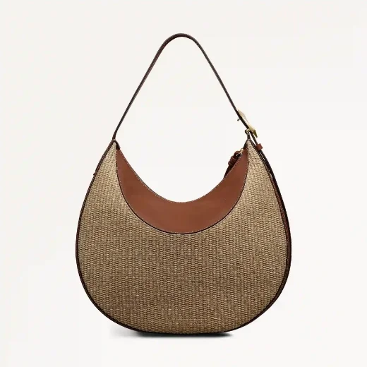Picture of Radley Bliss Crescent Basket-Weave Shoulder Bag | Brown