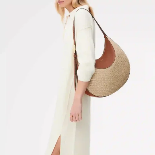 Picture of Radley Bliss Crescent Basket-Weave Shoulder Bag | Brown