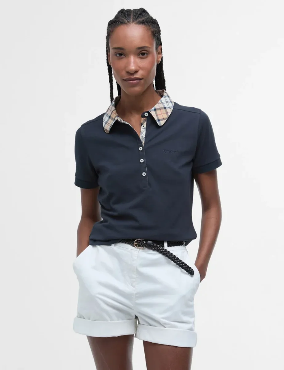 Barbour Women's Malvern Polo Top | Navy / Hessian