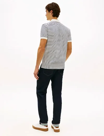 Tommy Hilfiger Liquid Cotton Stripe Polo | Carbon Navy/Ivory petal