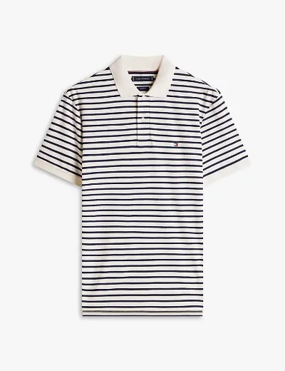 Tommy Hilfiger Liquid Cotton Stripe Polo | Carbon Navy/Ivory petal
