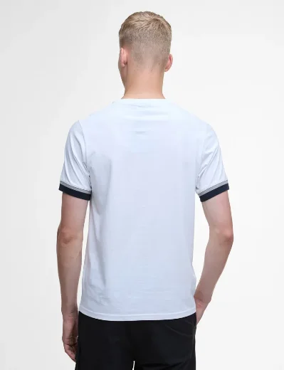 Picture of Barbour International Deep Cuff Evan Tipped T-Shirt | White