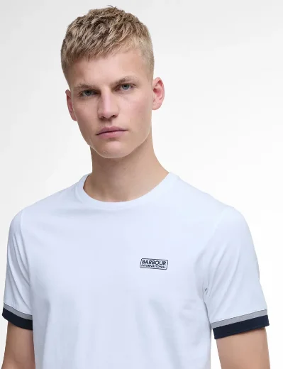 Picture of Barbour International Deep Cuff Evan Tipped T-Shirt | White
