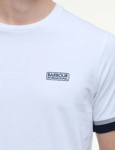 Picture of Barbour International Deep Cuff Evan Tipped T-Shirt | White