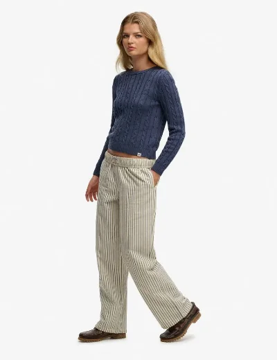 Superdry Cotton Stripe Elastic Trouser | Navy Stripe