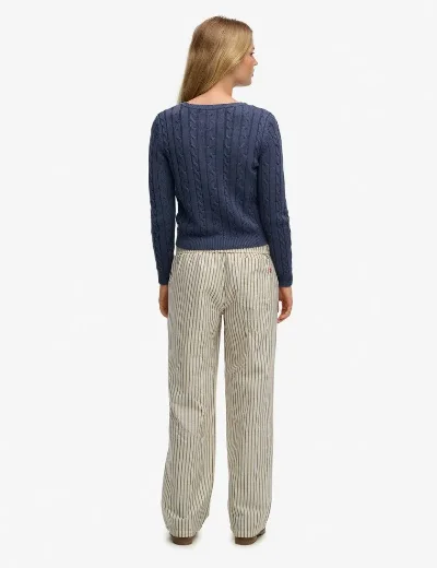 Superdry Cotton Stripe Elastic Trouser | Navy Stripe