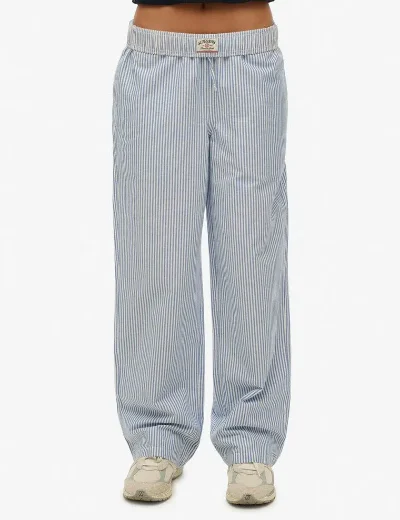 Superdry Cotton Stripe Elastic Trouser | Azure Blue Stripe