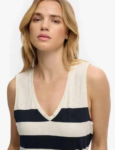 Superdry Studios V-Neckline Vest Top / Navy / Off White