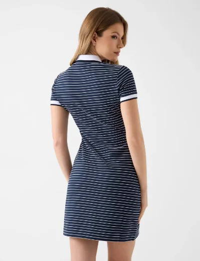 Guess Polo Collar Stripe Dress | Navy\White