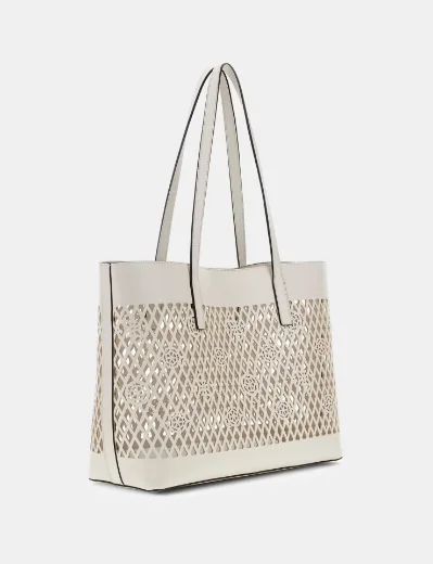 Guess Womens Letty Tote Shopper Bag / Cream