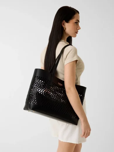 Guess Womens Letty Tote Shopper Bag | Black