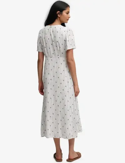 Superdry Printed Button Midi Tea Dress / Cream Ditsy Stripe