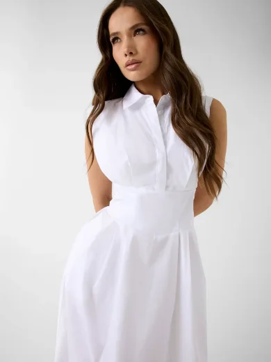Picture of Guess Cherry Cotton Poplin Dress | White
