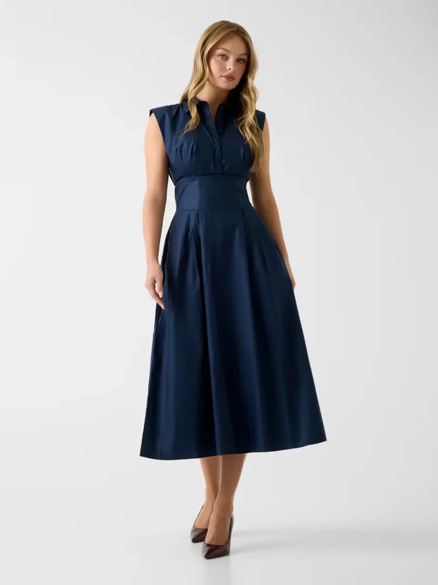 Guess Cherry Cotton Poplin Dress | Navy