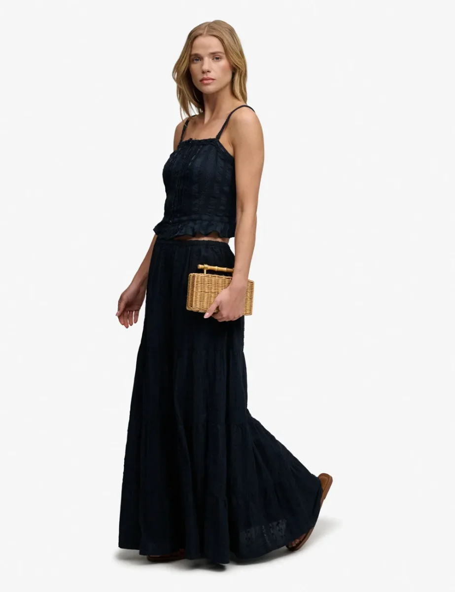Picture of Superdry Womens Tiered Maxi Skirt | Eclipse Navy