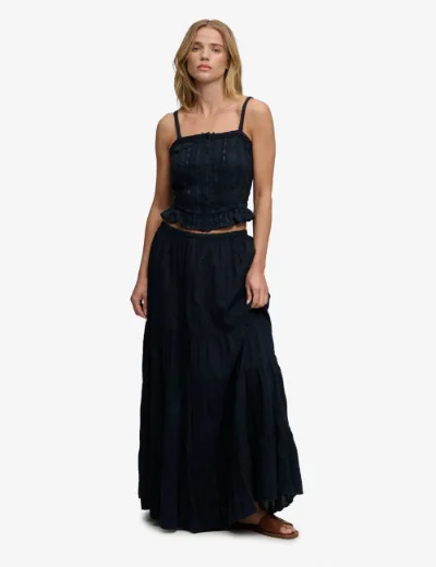 Picture of Superdry Womens Tiered Maxi Skirt | Eclipse Navy