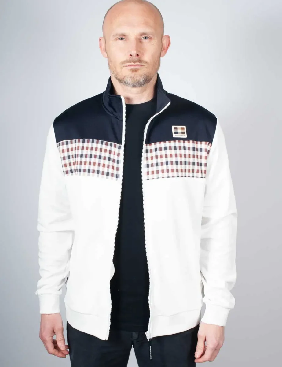 Aquascutum Club Check Stripes Track Top | Navy