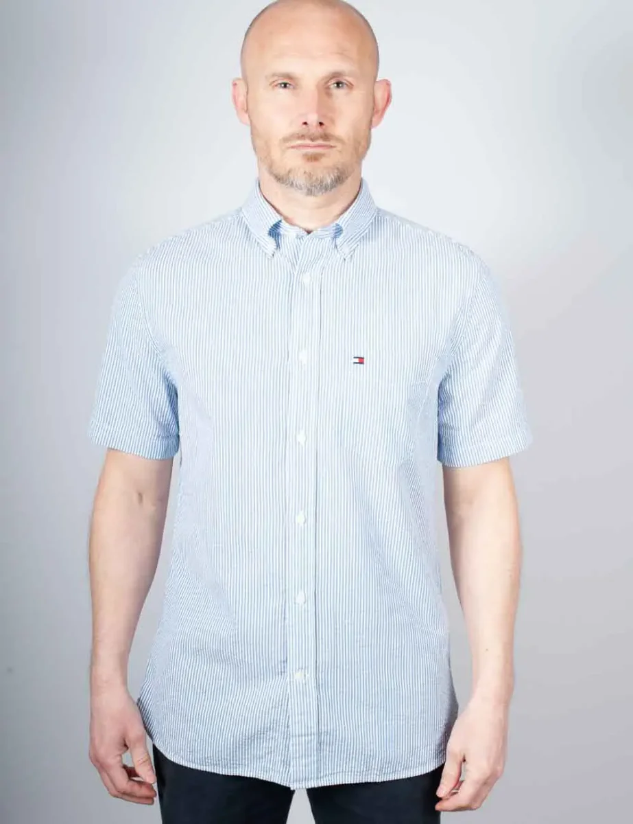 Tommy Hilfiger Seersucker Short Sleeve Shirt | Blue\White 