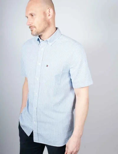 Tommy Hilfiger Seersucker Short Sleeve Shirt | Blue\White 