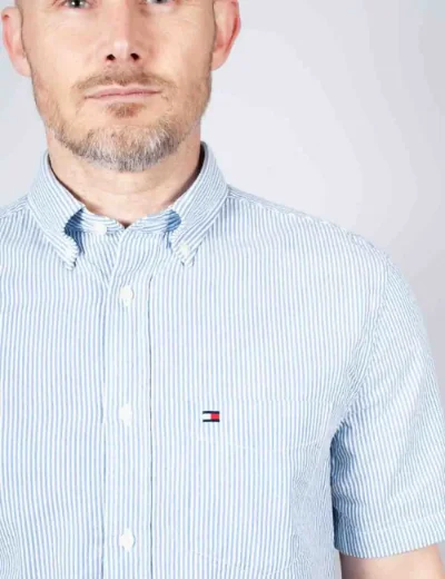 Tommy Hilfiger Seersucker Short Sleeve Shirt | Blue\White 