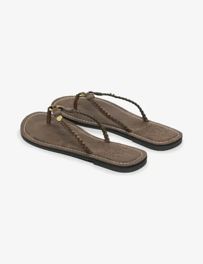 Superdry Faux Leather Braided Flip Flops | Fudge Brown
