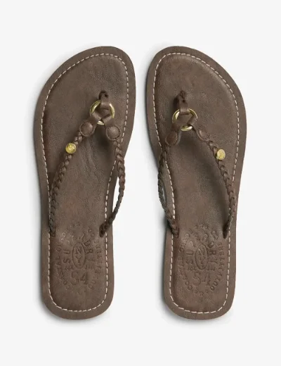 Superdry Faux Leather Braided Flip Flops | Fudge Brown
