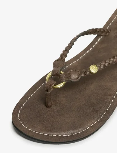 Superdry Faux Leather Braided Flip Flops | Fudge Brown