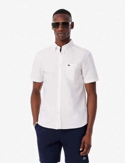 Lacoste Regular Fit Short Sleeved Oxford Shirt | White