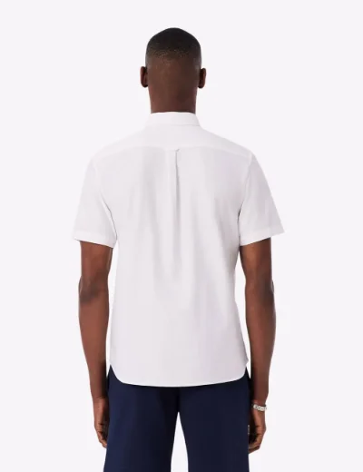 Lacoste Regular Fit Short Sleeved Oxford Shirt | White