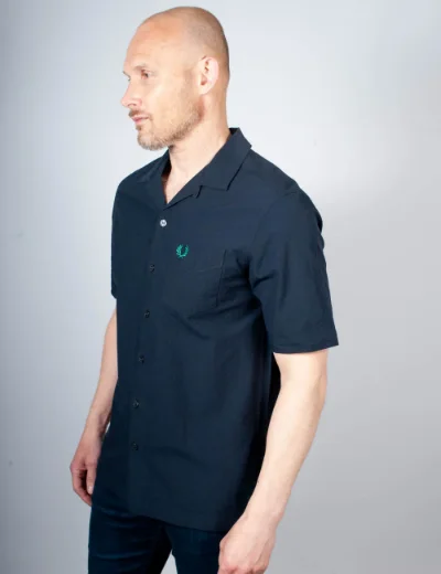 Picture of Fred Perry Seersucker Revere Collar Shirt | Navy