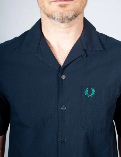 Picture of Fred Perry Seersucker Revere Collar Shirt | Navy