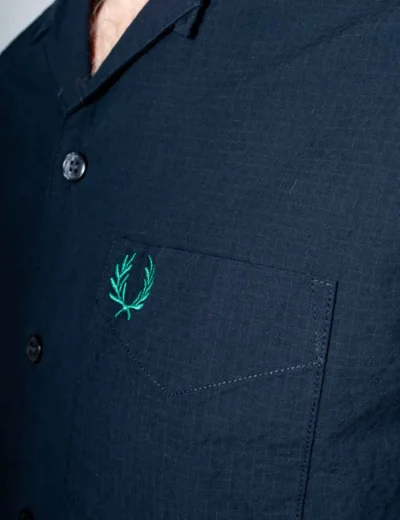 Picture of Fred Perry Seersucker Revere Collar Shirt | Navy