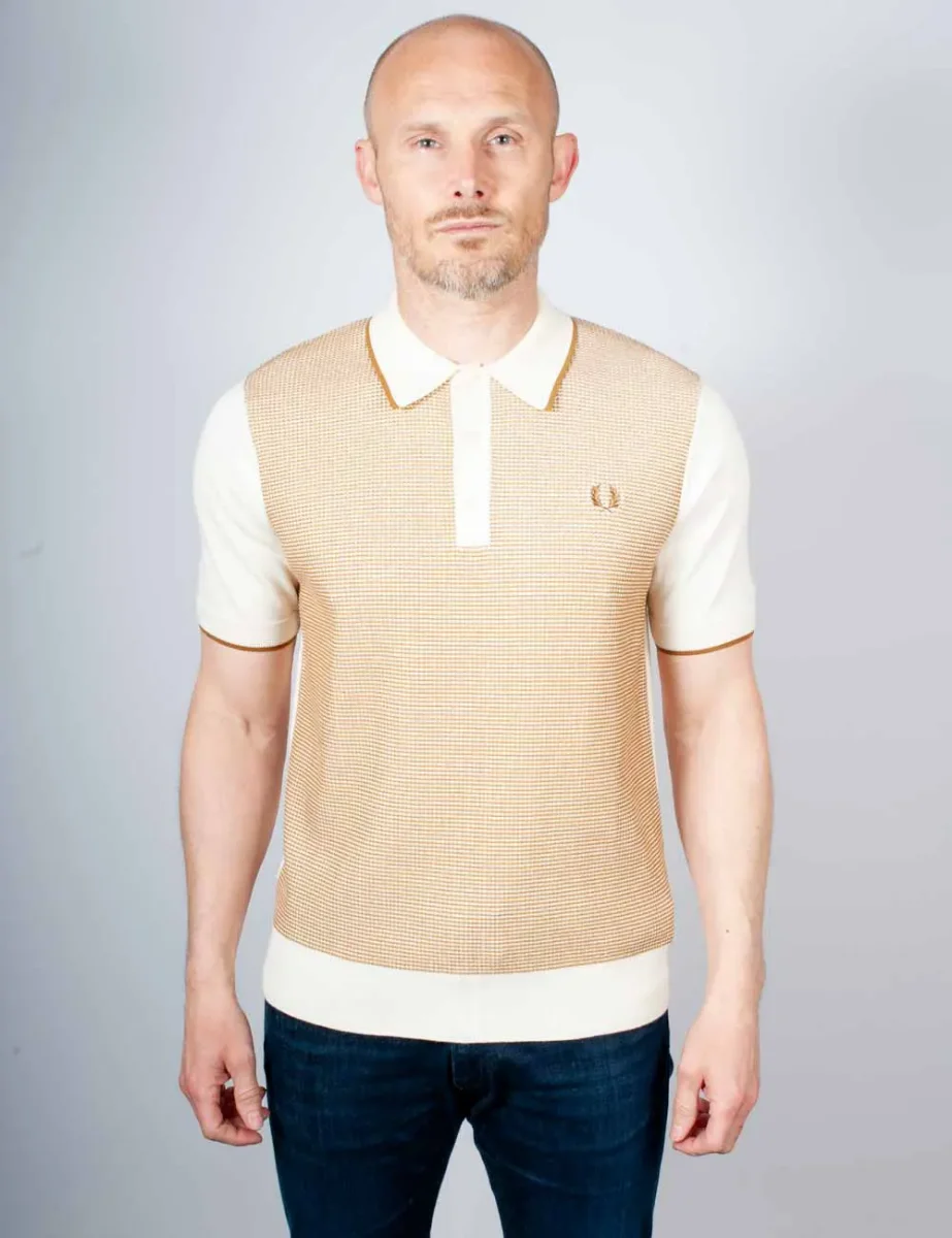 Picture of Fred Perry Tonic Waffle Knitted Polo | Ecru