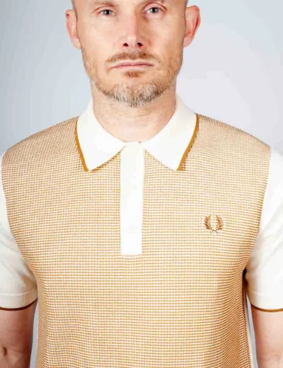 Picture of Fred Perry Tonic Waffle Knitted Polo | Ecru