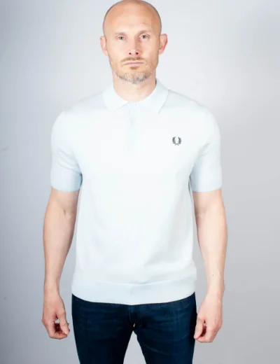 Fred Perry Short Sleeve Knitted Polo | Light Ice