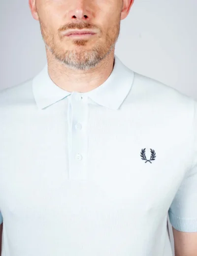 Picture of Fred Perry Short Sleeve Knitted Polo | Light Ice