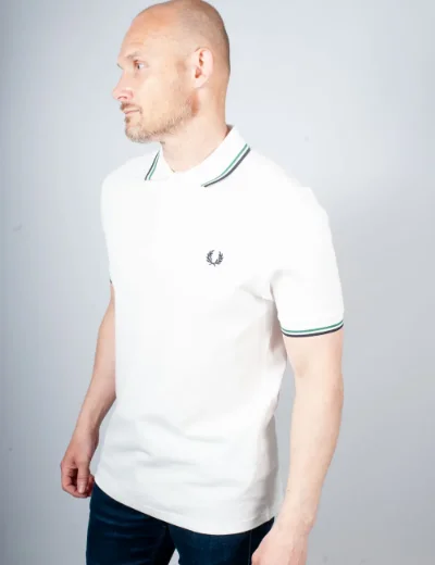 Picture of Fred Perry Twin Tipped Polo | Snow White/Green/Navy