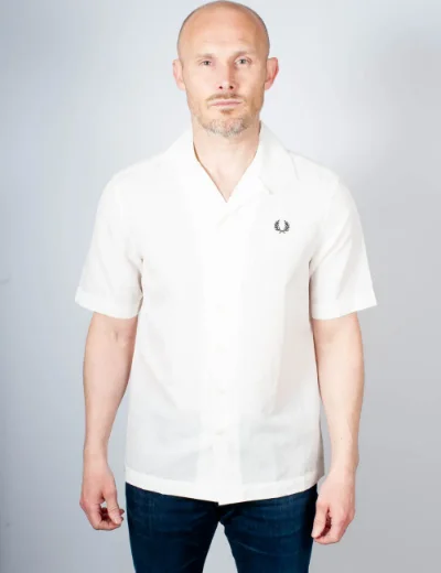 Picture of Fred Perry Linen Revere Collar Shirt | Snow White