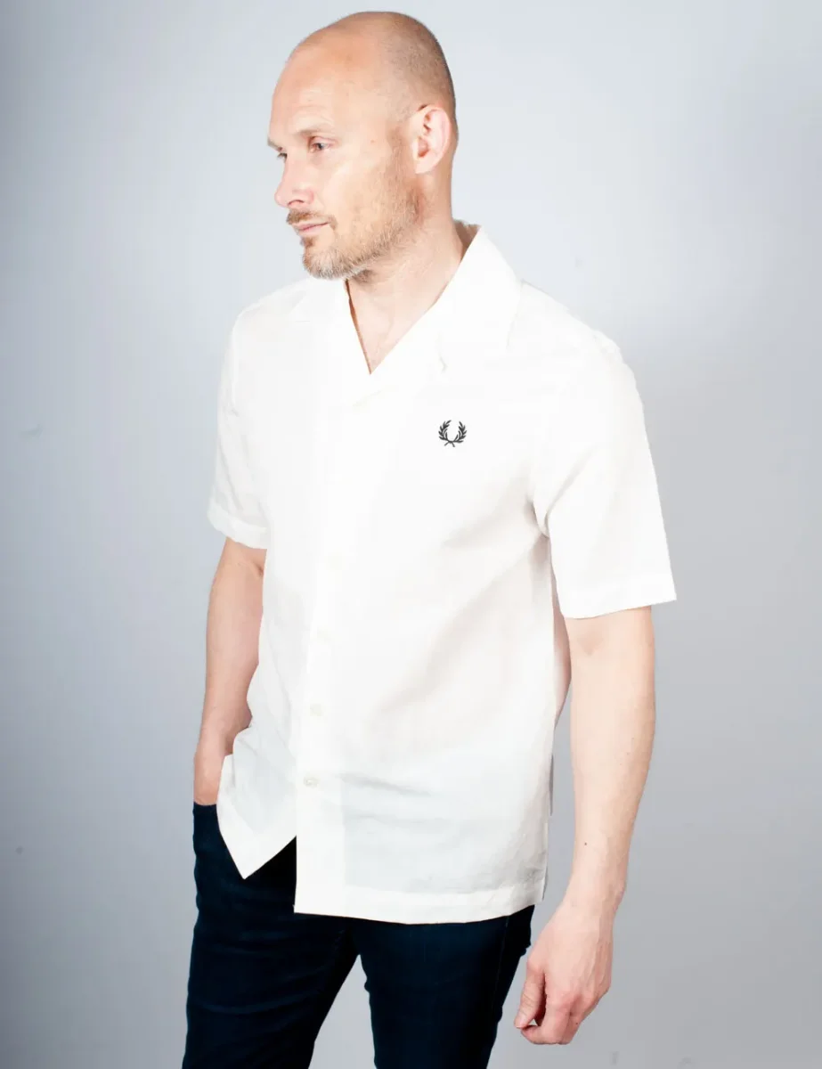 Picture of Fred Perry Linen Revere Collar Shirt | Snow White