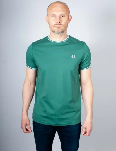 Fred Perry Twin Tipped T-Shirt | Sport Green / Light ice