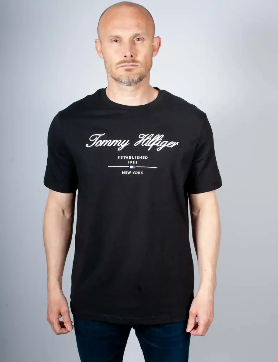 Picture of Tommy Hilfiger Script Logo T-Shirt | Black