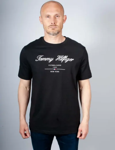 Tommy Hilfiger Script Logo T-Shirt | Black
