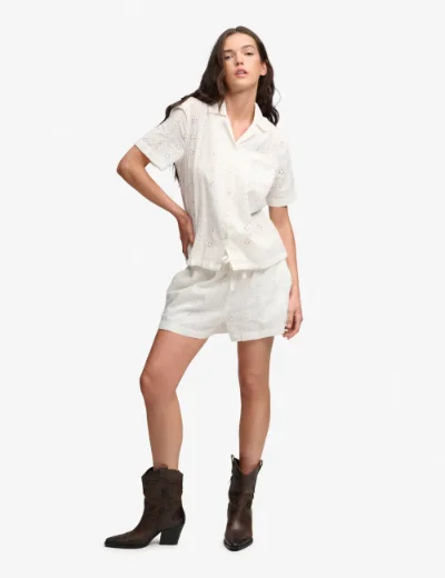 Superdry Womens Heritage Broderie Shirt | Off White