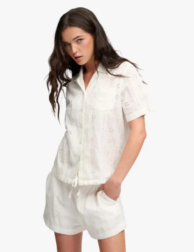Picture of Superdry Womens Broderie Beach Short | Off White
